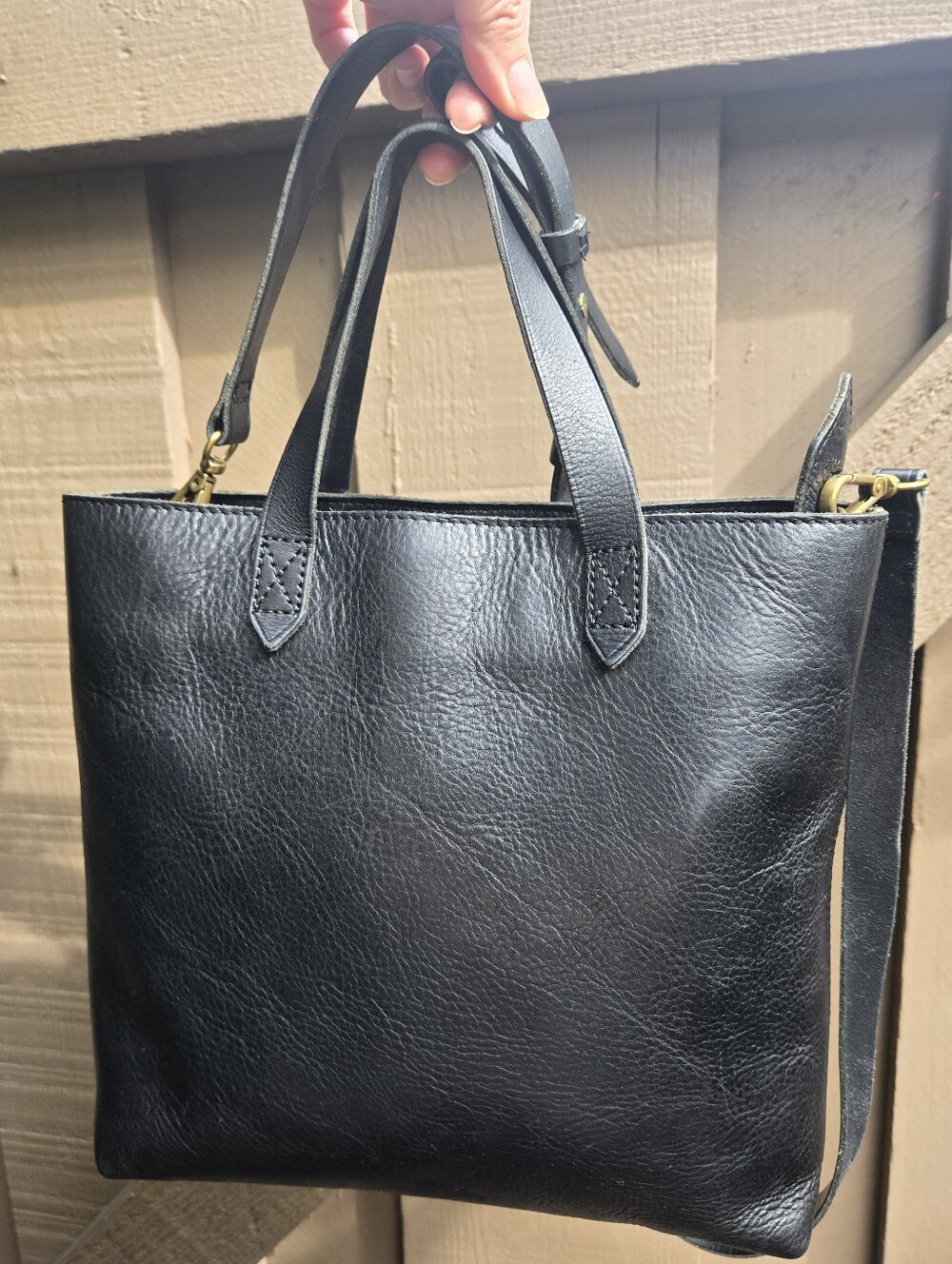 Madewell Zip Top Transport Crossbody Black Leather Tote Small - Picture 10 of 13